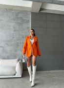 ELLO ETİKETLİ ÇENGELLİ İĞNE DETAYLI CEKET - Orange resmi
